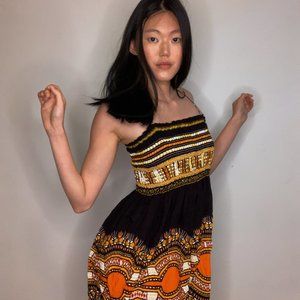 Flower bohemian pattern dress